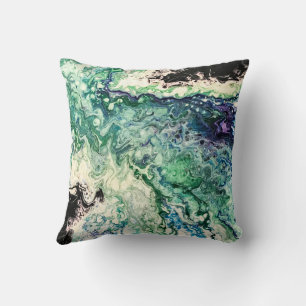 La Laguna painting blue teal white black Cushion