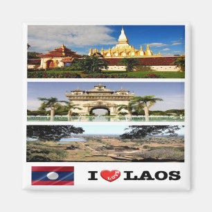 LA - Laos - I Love - Collage Magnet