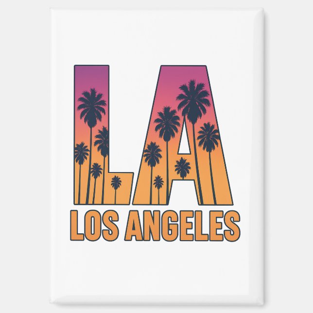 LA Los Angeles Palm Trees Sunset Retro Design Magnet (Front)