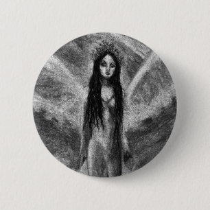 La Luna Dark Angel Fairy Goth Woman Original Art 6 Cm Round Badge