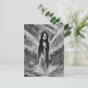 La Luna Dark Angel Fairy Goth Woman Original Art Postcard