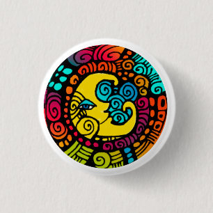 La Luna / Moon whimsical mylar 1 1/4 sized button