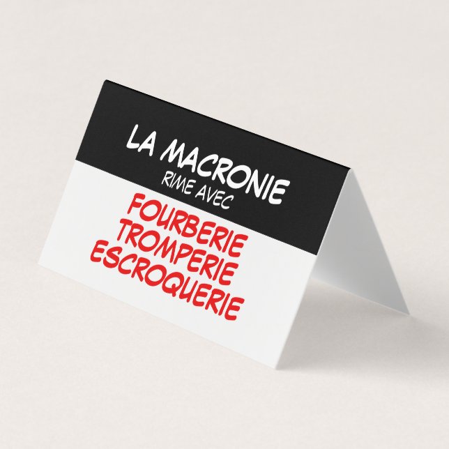 La Macronie Fourberie Tromperie Escroquerie carte Business Card (Front)