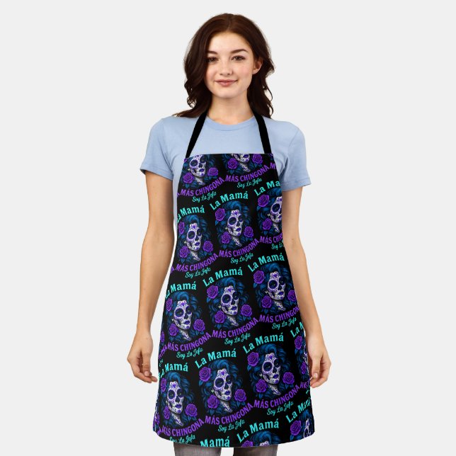 La Mamá Más Chingona Funny Spanish Mum Apron (Worn)