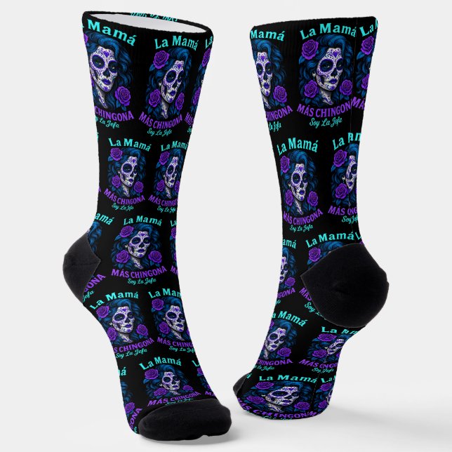La Mamá Más Chingona Funny Spanish Mum Socks (Angled)