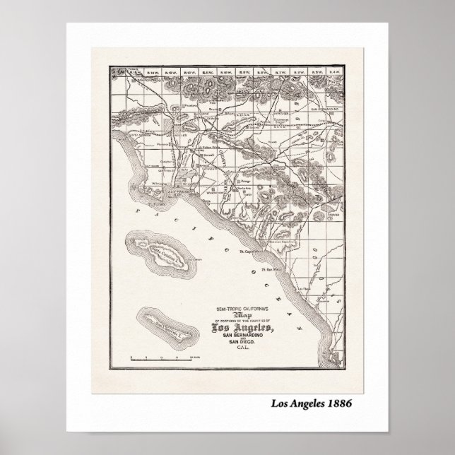 LA Map from 1886 Poster (Front)