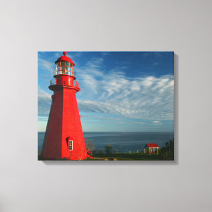 La Martre Lighthouse   Matane On The Gaspe Canvas Print
