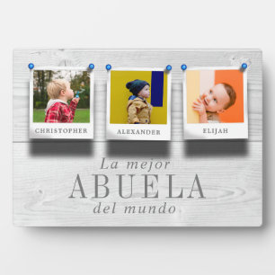 La mejor abuela del mundo 3 Photo Collage Wood Plaque