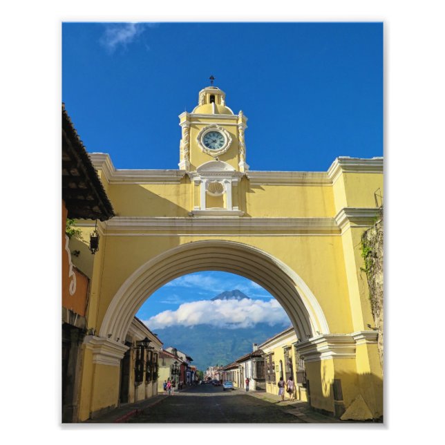 La Merced Arch with volcano Photo Print (Front)
