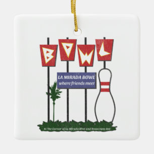 La Mirada Bowl vintage distressed retro Ceramic Ornament