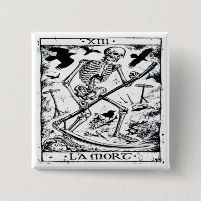 La Mort Tarot Card 15 Cm Square Badge (Front)
