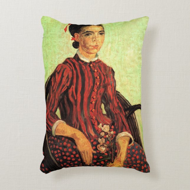 La Mousme, Sitting by Vincent van Gogh Decorative Cushion (Front(Vertical))