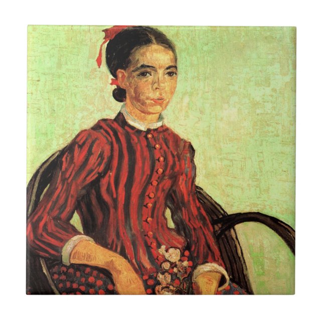 La Mousme, Sitting by Vincent van Gogh Tile (Front)