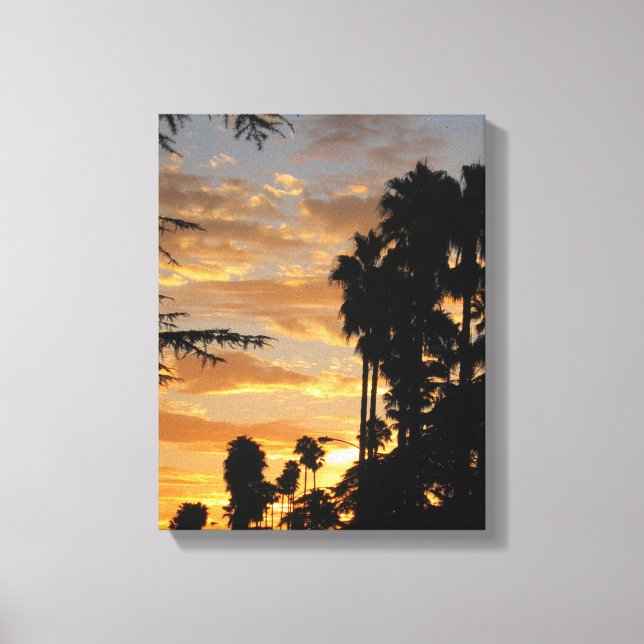 LA Palm Tree Sunset Wrapped Canvas (Front)