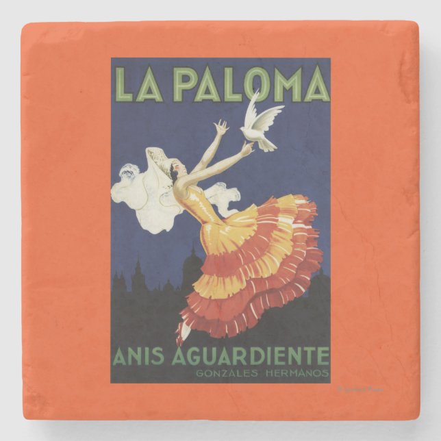 La Paloma - Anis Aguardiente Promotional Stone Coaster (Front)