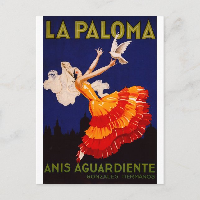 La Paloma Vintage Liquor Ad Postcard (Front)