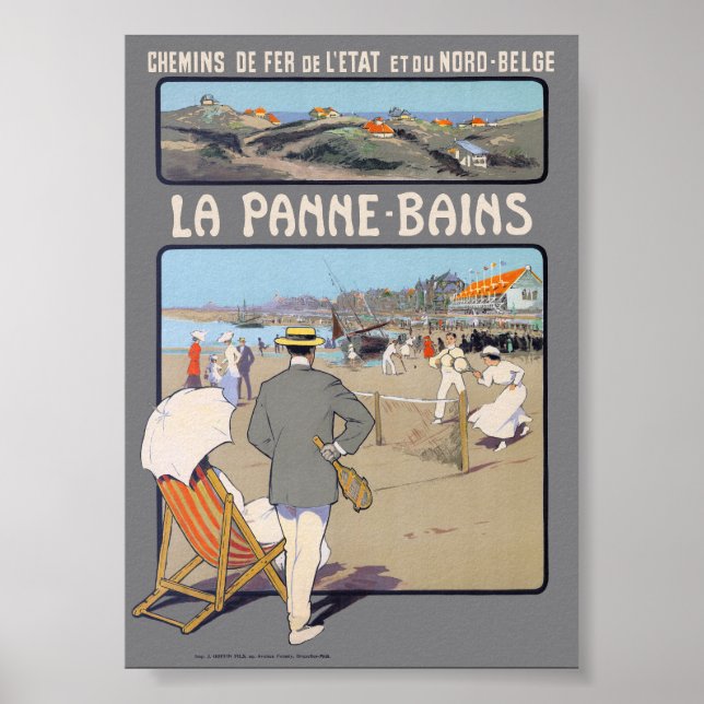 La Panne-Bains Vintage Poster 1912 (Front)