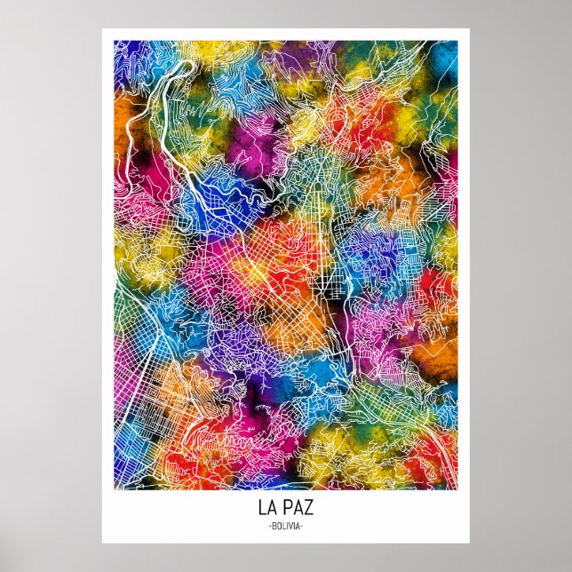La Paz Bolivia City Map Poster (Front)