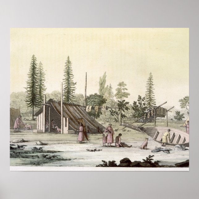 La Perouse at Port Francesci (color engraving) Poster (Front)