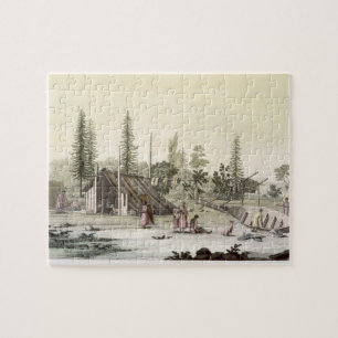 La Perouse at Port Francesci (colour engraving) Jigsaw Puzzle
