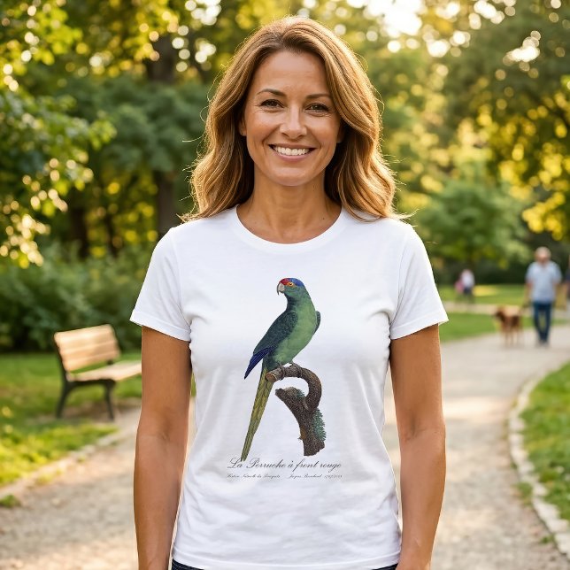 La Perruche a front rouge  T-Shirt (Orange-Fronted Parakeet, Eupsittula Canicularis. Women Basic White T-Shirt)