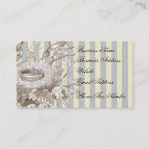 La Petite Famille, blue and cream on gold Business Card