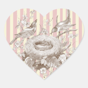 La Petite Famille on pink and cream background Heart Sticker