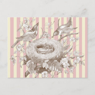 La Petite Famille on pink and cream Moving House Announcement Postcard