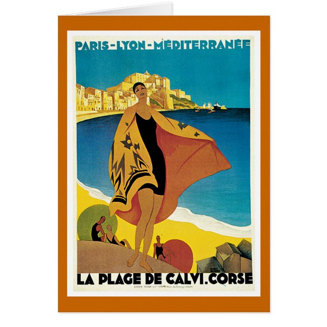 " La Plage de Calvi" Vintage Travel Poster (Front)