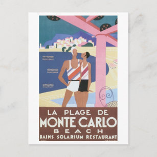La Plage De Monte Carlo Beach Postcard