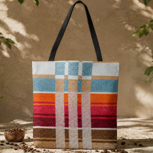 "LA PLAYA" AUTHENTIC MEXICAN WEAVE PRINT SHOULDER TOTE BAG