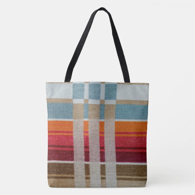 "LA PLAYA" AUTHENTIC MEXICAN WEAVE PRINT SHOULDER TOTE BAG (Front)