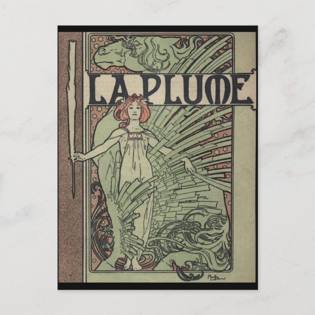 La Plume By Alfons Mucha Postcard (Front)