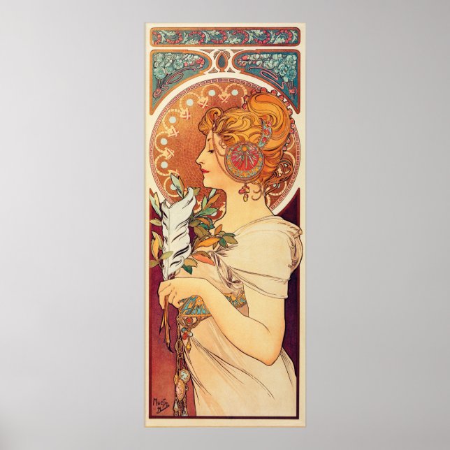 La Plume by Alphonse Mucha Poster (Front)
