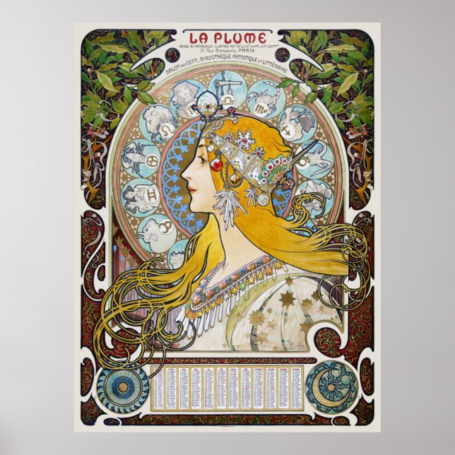 La Plume France Vintage Wall Art Nouveau 1896 (Front)