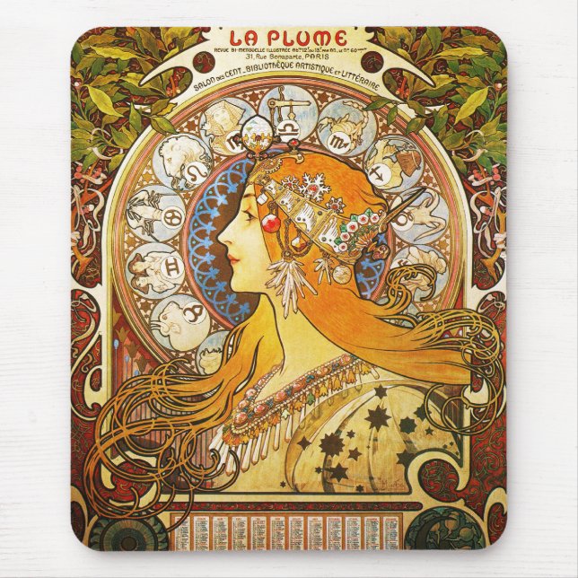 La Plume Zodiaque, Mucha Mouse Pad (Front)