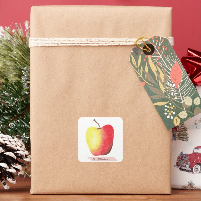 La pomme / The apple French learning Square Sticker (Holiday)