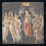 La Primavera (Spring) by Sandro Botticelli Stone Coaster<br><div class="desc">La Primavera (Spring) by Sandro Botticelli, tempera painting on wood panel c. 1482, is a monumental depiction of a procession of ancient classical gods heralding the return of Spring, a subject that symbolises the time of renewal of the Renaissance. In the centre of the painting are the goddesses Venus and...</div>