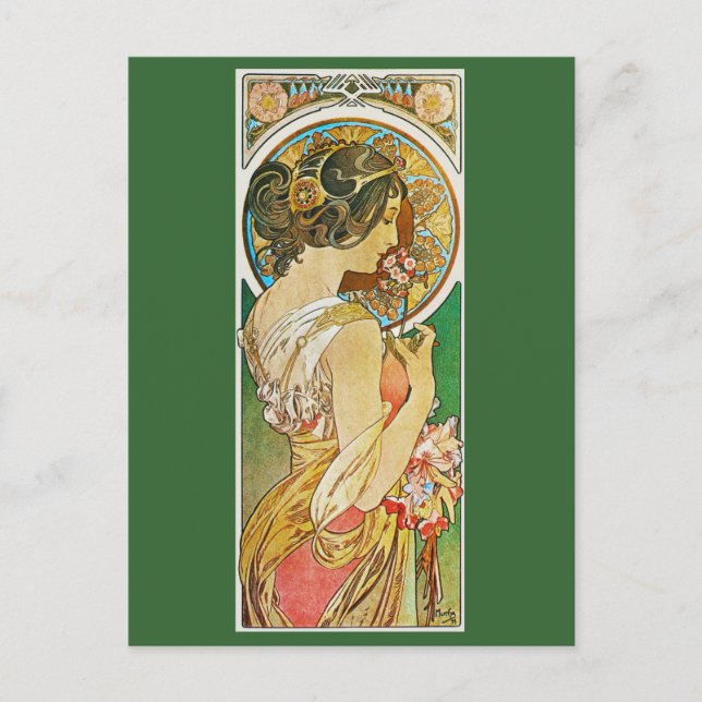 La Primevere, Mucha Postcard (Front)