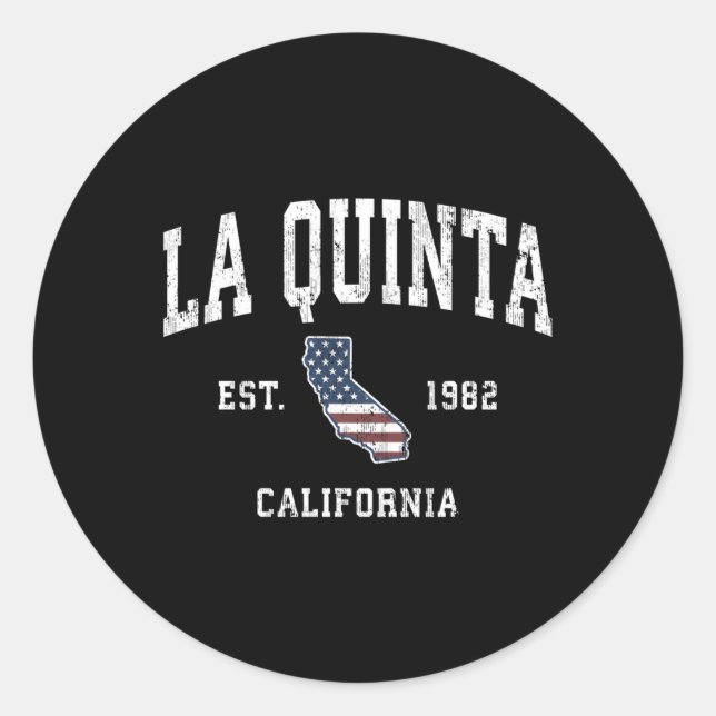 La Quinta California Ca American Flag Sports Classic Round Sticker (Front)