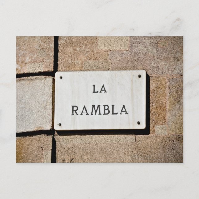La Rambla Barcelona Spain Postcard Sign (Front)