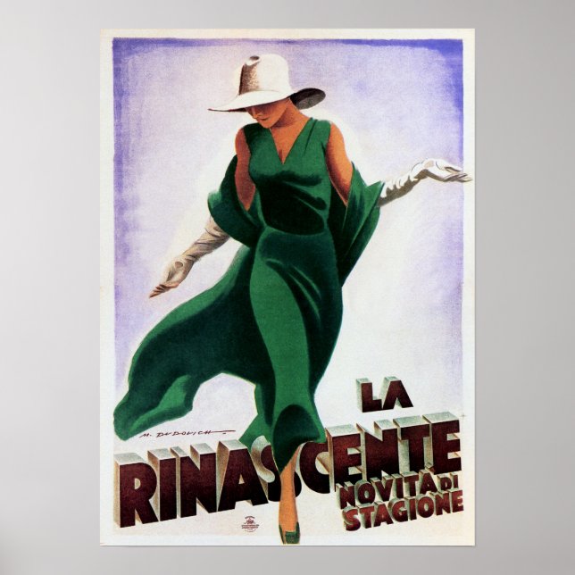 LA RINASCENTE Advertisement Art Deco Vintage Italy Poster (Front)