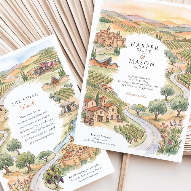 La Rioja Spain Basque Country Vineyard Wedding Invitation (Creator Uploaded)
