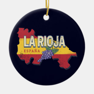 La Rioja Spain Retro Region Vines Vintage Wine Ceramic Tree Decoration