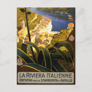La Riviera Italienne Portofino Travel Poster 1920 Postcard