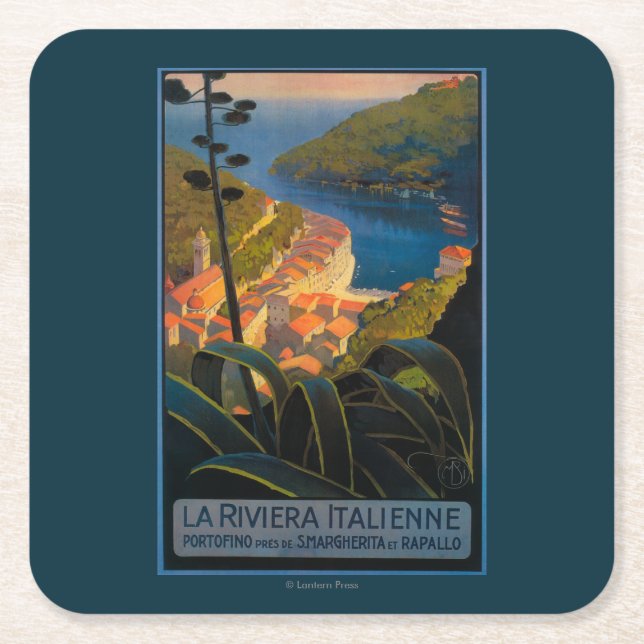 La Riviera Italienne Square Paper Coaster (Front)