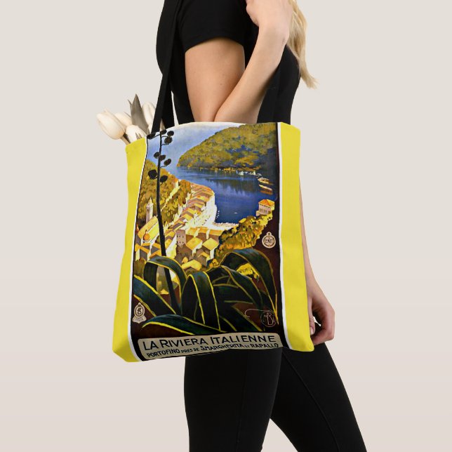 La Riviera Italienne Vintage Travel Tote Bag (Close Up)