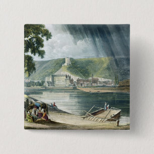 La Roche, from 'Views on the Seine', engraved by T 15 Cm Square Badge