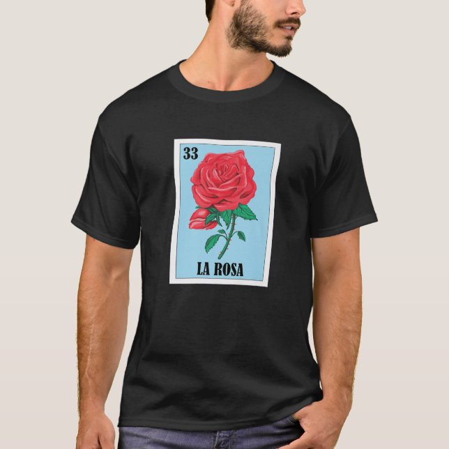 La Rosa Mexican Lottery, Bingo Card Game T-Shirt (Front)