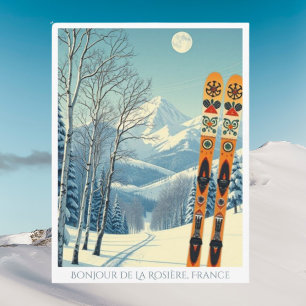 La Rosière France ski resort retro Postcard